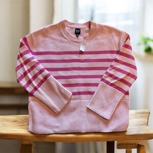 GAP Pink and Magenta Striped Knit Sweater Sz Small